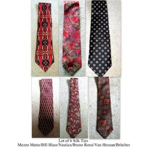 Lot 6 Silk Ties - Mezzo Matto/Bill Blass/Nautica/Bruno Rossi/Van Heusan/Britches
